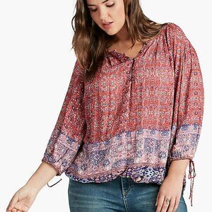 Lucky BRAND tapestry print‎ boho peasant blouse